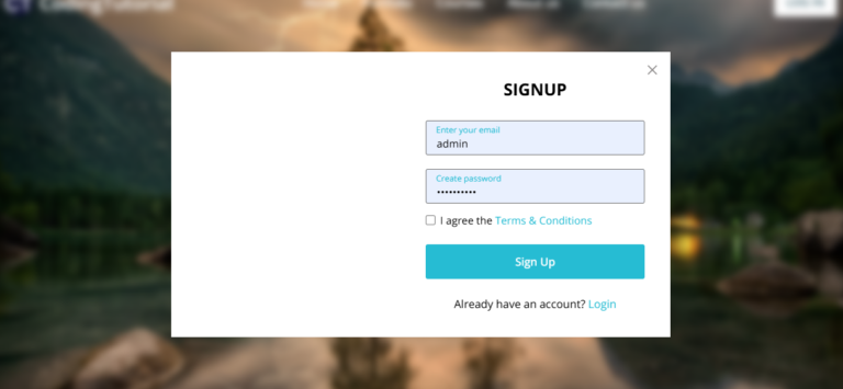 login and registration forms