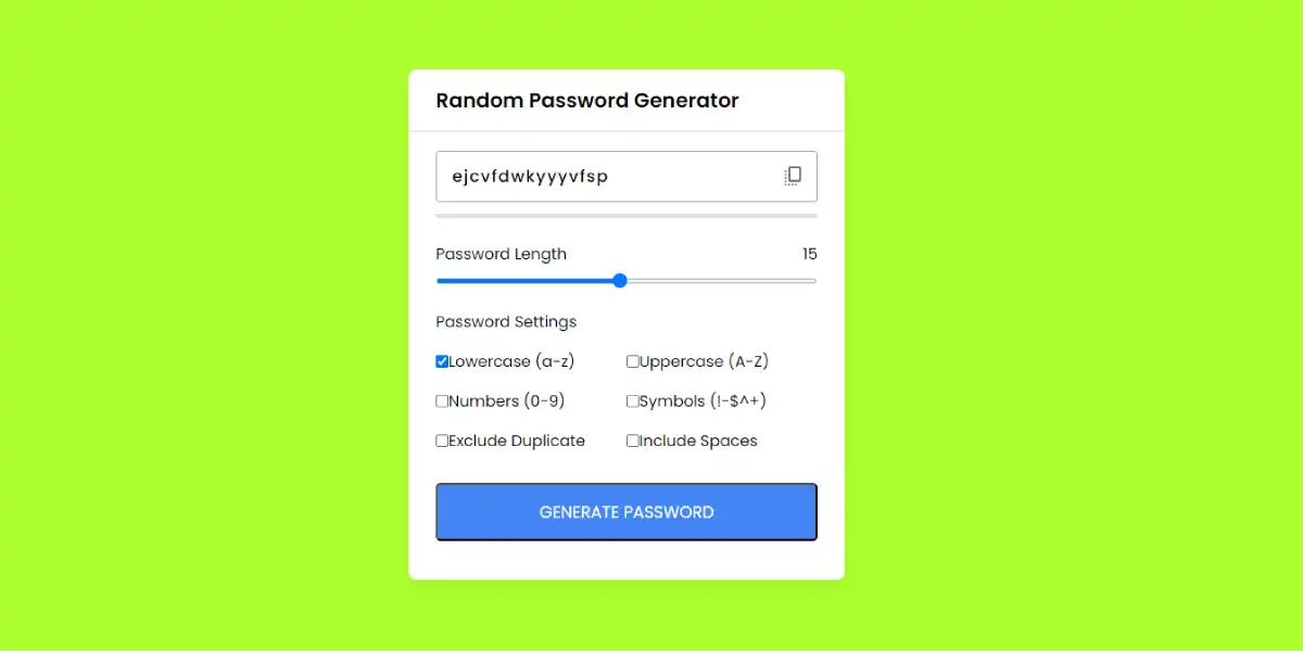 Random Password Generator in JavaScript